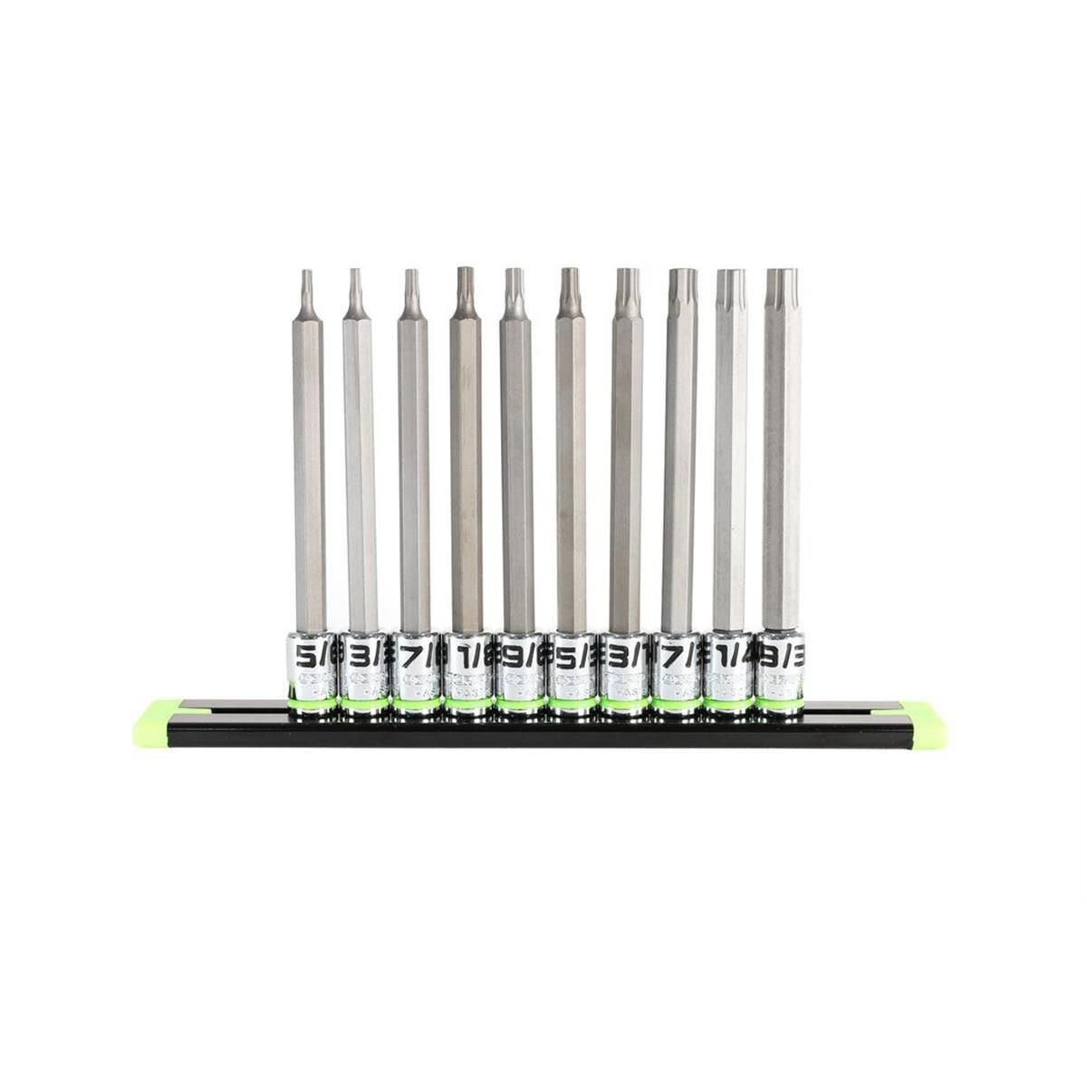 Grip Edge Tools 10 Piece 1/4 Inch Drive Long SAE RPT Hex Driver Set