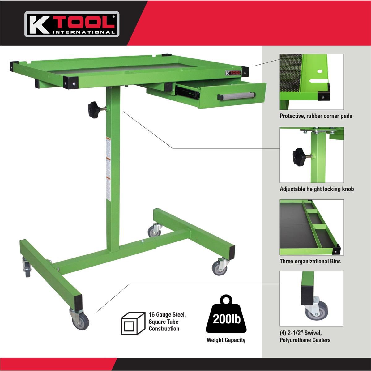 K Tool International Work Table 30 Inch Adjustable