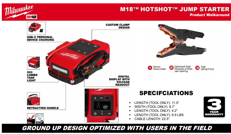 Milwaukee Tool M18 HOTSHOT Jump Starter (pre-order)
