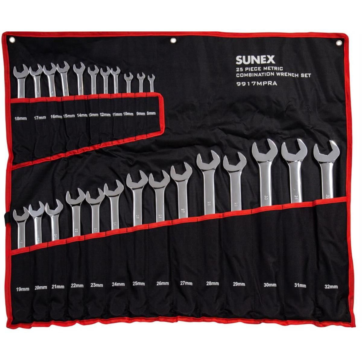 Sunex 25 Pc Metric Full Polish V-Groove Combo Wrench Set