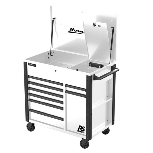 Homak Manufacturing 44 in RS Pro 8 Drawer Flip Top Power Service Cart- White